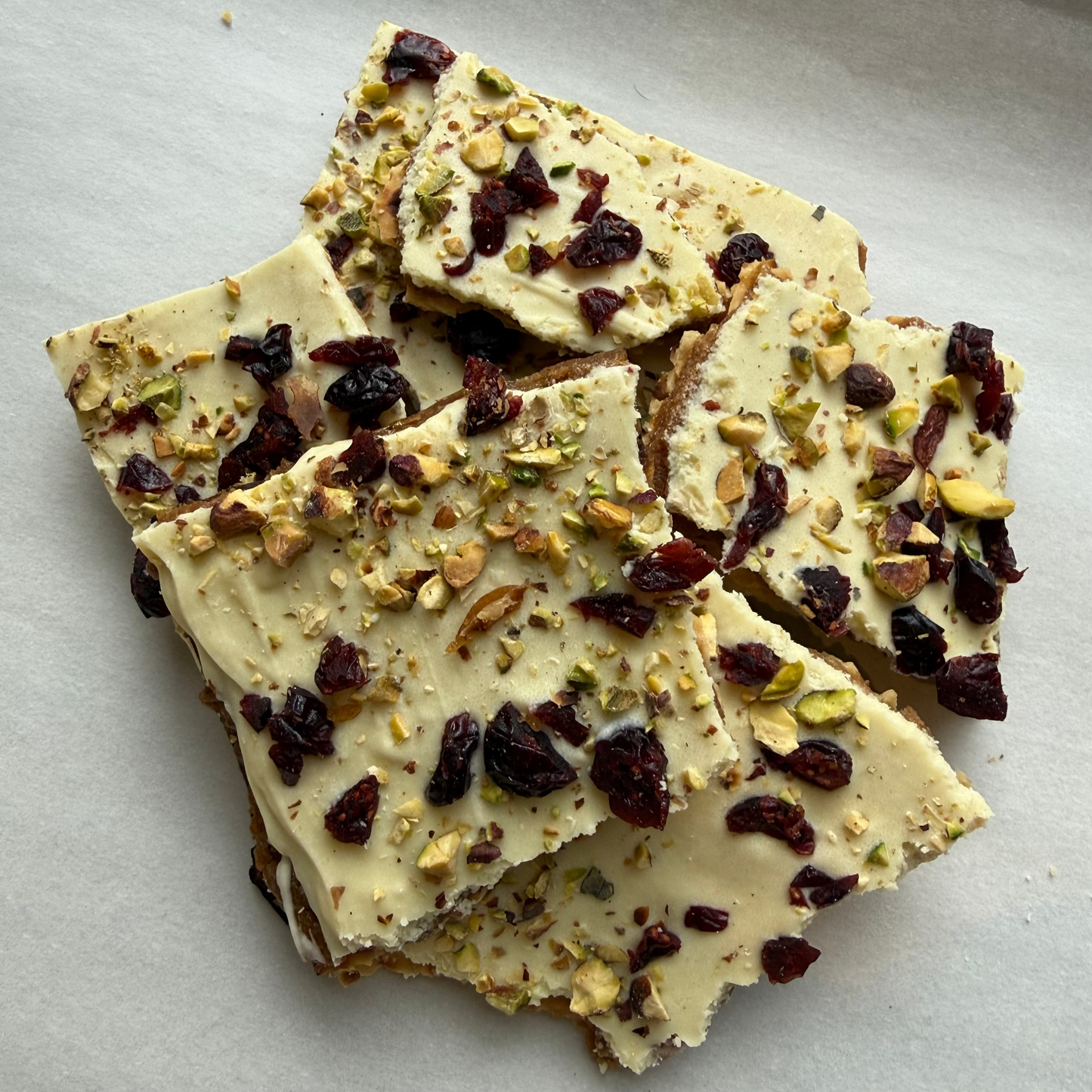 White Chocolate Pistachio Cranberry Matza Crack