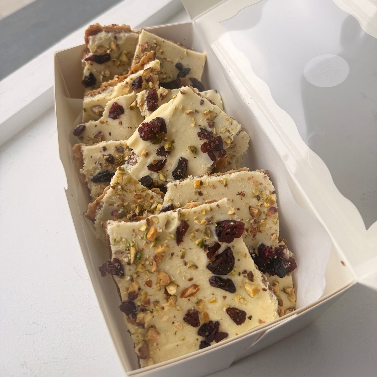 White Chocolate Pistachio Cranberry Matza Crack