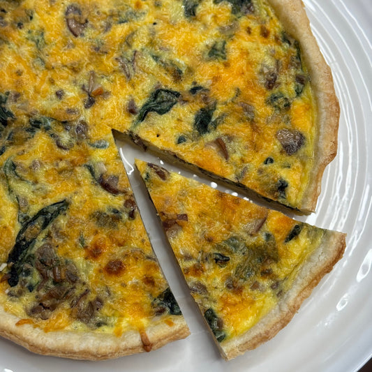 Mushroom & Caramelized Onion Cheddar Quiche